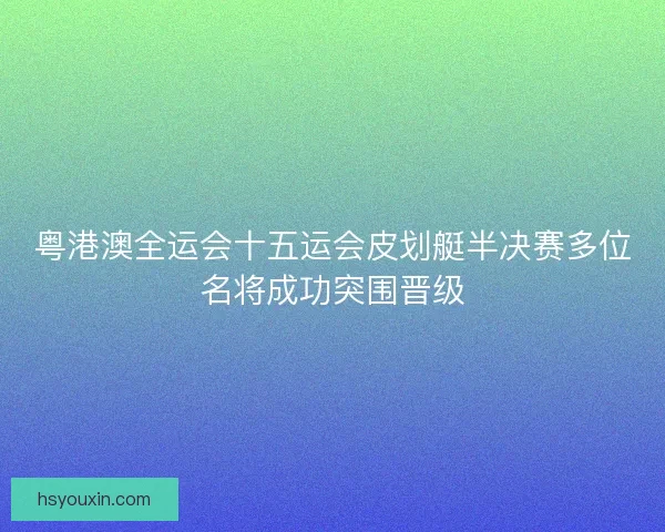 粤港澳全运会十五运会皮划艇半决赛多位名将成功突围晋级